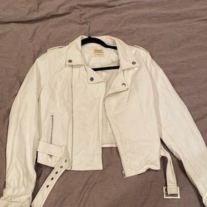 Leather BUCKLE white jacket